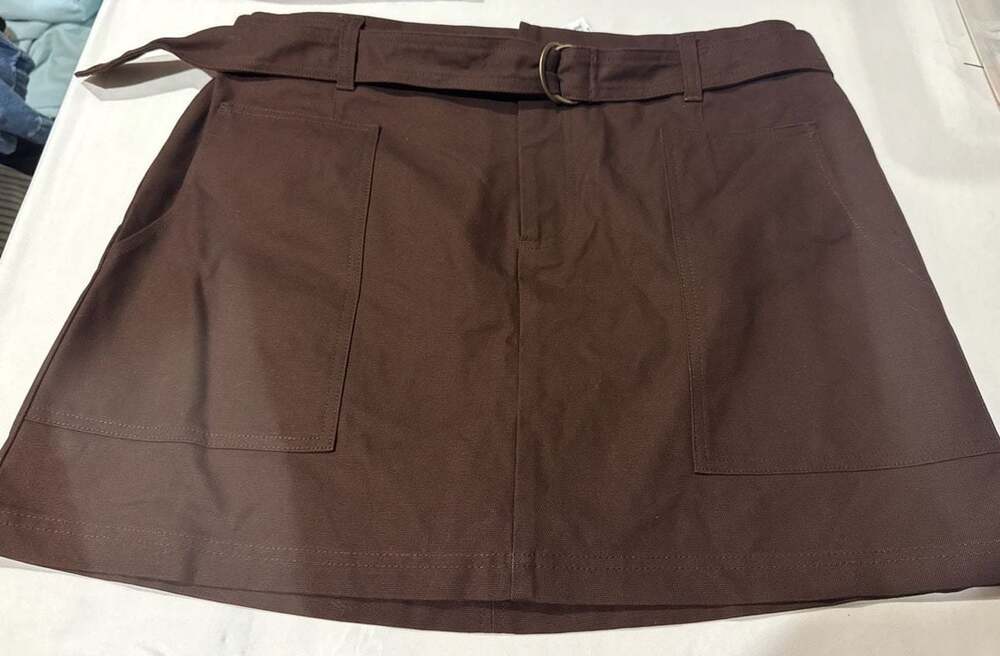 Woolrich x Target Collection Brown Belted Mini Skirt with Cargo Pockets